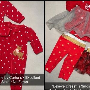5 pieces bundle of 0-3 month Baby Girl Christmas Outfits